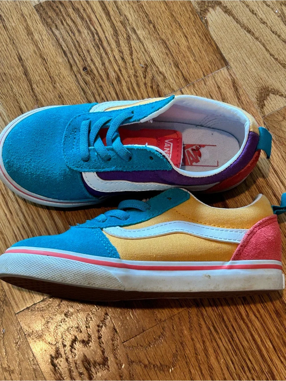 Vans Ward Colorblock Toddler Sneakers Sz 10 (EUR 26.5) Teal Purple Yellow Orange
